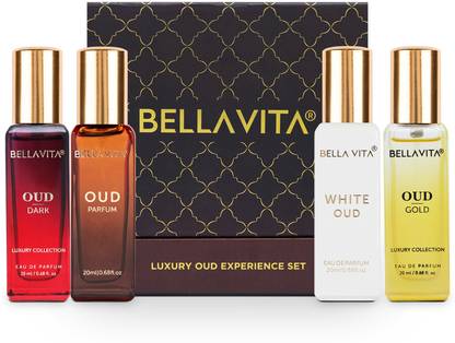 BELLAVITA Luxury OUD Experience Perfume Gift Set|4x20 ml|Long Lasting Fragrance| Eau de Parfum  -  80 ml