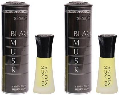 Al Nuaim Black Musk Attar Pack of 2 Great Fragrance Long-Lasting attar (6ml*2) Eau de Parfum  -  12 ml