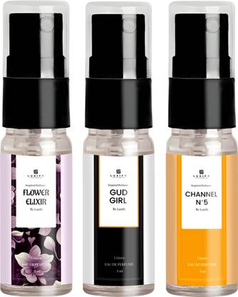 Luxify Scent Trio Combo: Gud Girl, Channel N'5, Flower Elixir Mini Perfume| Easy to Carry | Eau de Parfum  -  9 ml