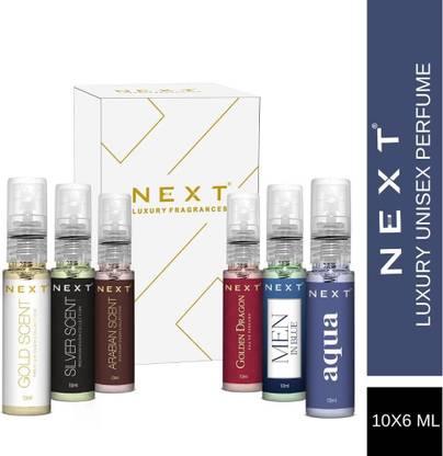 NEXT Luxury Atomizer Trial Pack of 6 x 10ml Mini Pocket Perfume Eau de Parfum  -  60 ml