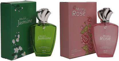 ru Attarfull Jasmiin Perfume Spray With Muky Rose Spray 60 Ml 2.0 Fl.Oz X 2 Eau de Parfum  -  120 ml