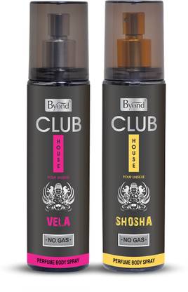 Byond Club House Shosha & Vela (Combo) 120ml+120ml Long Lasting Fragrance for Eau de Parfum  -  240 ml