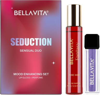 BELLAVITA Mood Enhancing Seduction pH Adapting Lip Gloss 4ml and Perfume 15ml Gift Set| Eau de Parfum  -  19 ml