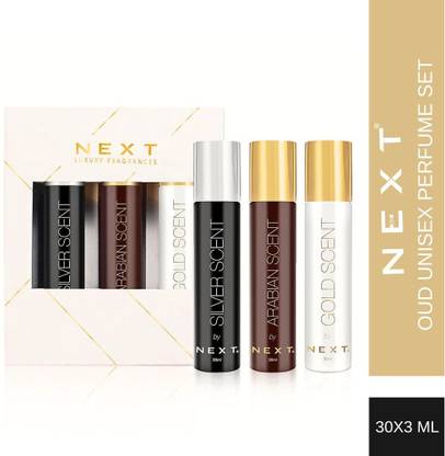 NEXT Luxury OUD Discovery Pack of 3 Oudh Fragrances GOLD SILVER ARABIAN 30ML Each Eau de Parfum  -  90 ml