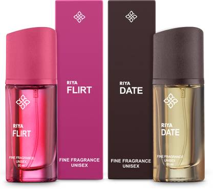 RIYA Flirt and Date Perfume for Unisex | 20 ml Each| Set of 2 |Long Lasting Fragrance Eau de Parfum - 40 ml  (For Men & Women)