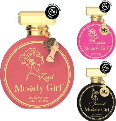 Moody Girl Long Lasting Perfume Set of 3 (Zest 100 ml + Zealous 20 ml + Sensual 20 ml) Eau de Parfum  -  140 ml