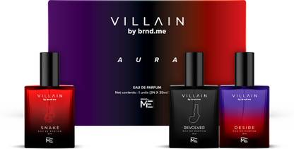 VILLAIN Aura 3 x 30 ml Luxury Gift Hamper Pocket Perfume I Long Lasting Fragrance Eau de Parfum  -  90 ml