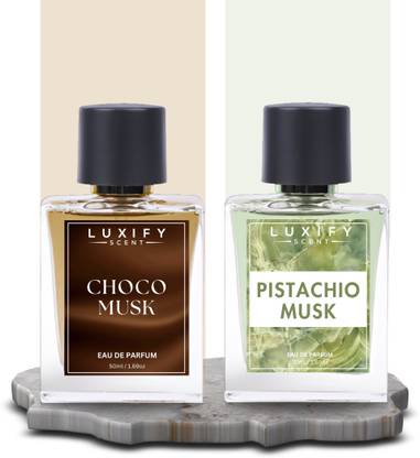Luxify Scent Choco Musk and Pistachio Musk Perfumes | Long Lasting Fragrance | 50ML each | Extrait De Parfum  -  100 ml