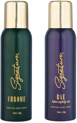 SIGNATURE Bae & Chrome Long Lasting Fragrance (120ML Each, Combo) Body Spray Perfume  -  240 ml