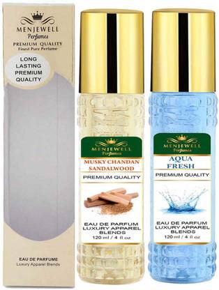 Menjewell Musky Chandan Sandalwood & Aqua Fresh | Eau De Perfume Combo (120 ml x 2) Eau de Parfum  -  240 ml