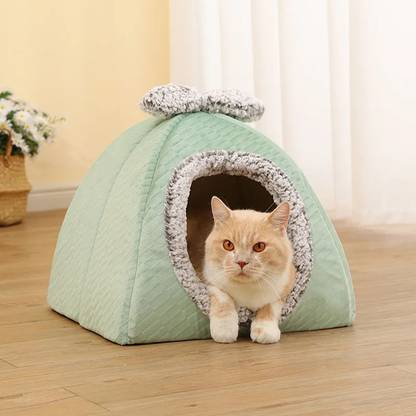 gvnd Igloo Dog House Portable Cat Igloo Bed with Removable Cushion, 2 in 1 L Pet Bed M Pet Bed