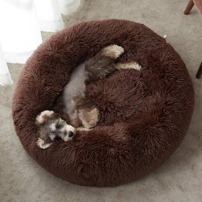 Zexsazone The round donut pet bed is perfect for indoor cats and puppies winter, Summer M Pet Bed