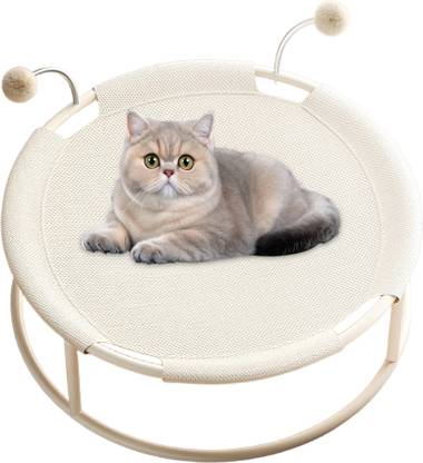 SUPVOX Off Floor Trampoline Cat Bed with Plush Ball and Mesh Fabric M Pet Bed