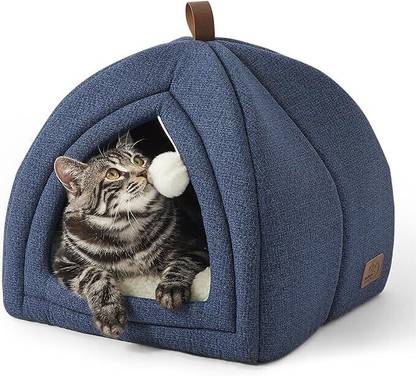 BLESSING PET SUPPLY Cat Beds for Indoor - 2 in 1 Cat Cave House Tent for Kittens and Small Pets with S Pet Bed