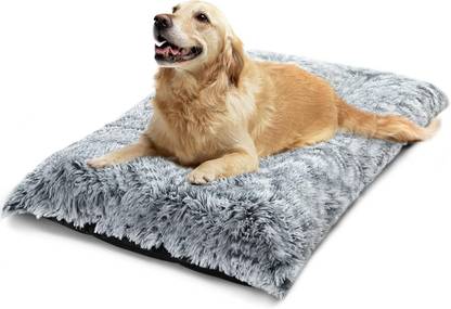 aeTHEric Dog Bed Grey Dog Beds Anti Anxiety Dog Bed Soft Fuzzy Long Plush Calming Bed M Pet Bed