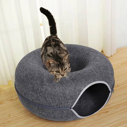BNF Felt Cat Cave Scratch Resistant Summer Breathable Tunnel Bed Dark Grey Cat Blanket