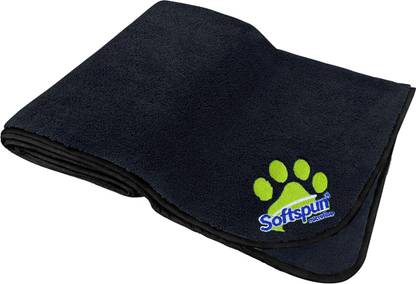 SOFTSPUN Microfiber Pet Towel 40x60cms 1pcs 380gsm Black , cat Dog Blanket (Microfiber) Cat, Dog Blanket