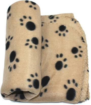 BOLT Warm Beige Fleece Blanket Pet Dog Paw Print Pattern Soft Bed Mat Dog Blanket