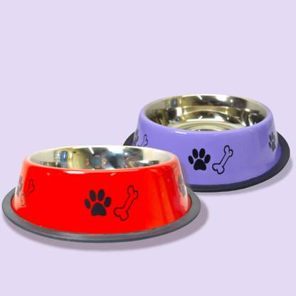 FOURESTA Dog Bowl 710 ML Stainless steel Anti Skid Bowl for Dogs and Pts ROUND Stainless Steel Pet Bowl