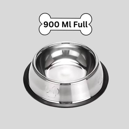 Petfun Stainless Steel PAW Printed Dog Anti Skid Food Water Feeding Bowl Stainless Steel Pet Bowl