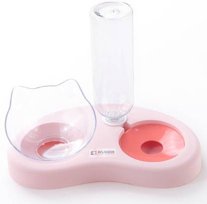 KUBER INDUSTRIES 2-in-1 Cat & Dog Bowl Set With Replaceable Water Bottle|Premium PP Plastic| Polypropylene Pet Bowl & Bottle