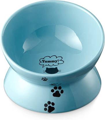 PETANGEL Elevated Tilted Cat Bowl, Raised Cat Bowls for Adult Cats or Dogs Porcelain, Ceramic Pet Bowl