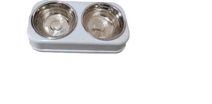 SK AQUA ZONE Dog Cat Food Bowls Feeder Double Diner Steel Pet Bowl 2 X 200 ML-Color May Vary. Plastic Pet Bowl