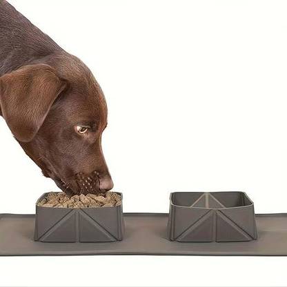 Original Mart Foldable Dog Bowl for Travel with Mat, Quick Dry Dog Towel Cat Portable Silicone Pet Bowl & Bottle