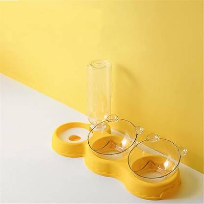 NESTIC 3 in 1 Dog Cat Food Container Drinking Dispenser Plastic Pet Bowl & Bottle