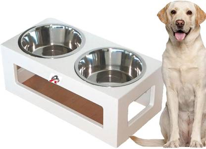 AG Shopee Wooden Dog Bowl Stand and Elevate Mealtime Comfort which are likely Stainless Steel, Wooden Pet Bowl