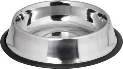 CIBO X-Large 1650 ML Super Premium Quality Anti Skid Scratch Proof Dog Bowl Round Silver Plated, Stainless Steel Pet Bowl