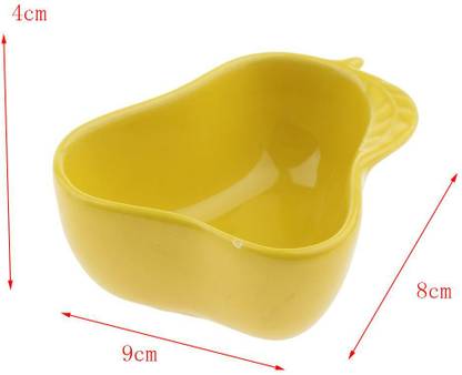 Lyla 1 Pair Small Ceramic Bowl Pet Hamster Rabbit Feeding Bowl Pear_Yellow Ceramic Pet Bowl & Bottle