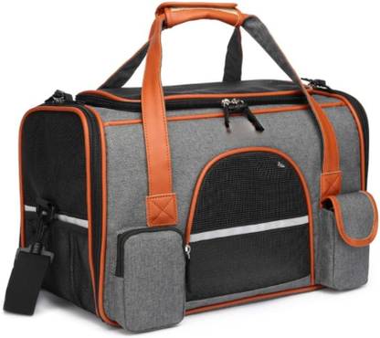 Abhsant Cat Carrier Bag Airline Approved Pet Travel Carrier Mattress Reflective Strip Gray Backpack Pet Carrier