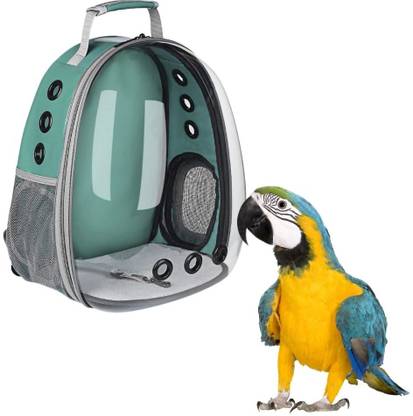 Sage Square Birds Backpack Carrier Bubble Bag, Ventilated Transparent Capsule Pet Carrier Green Backpack Pet Carrier