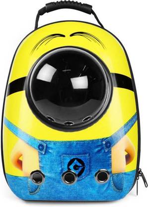 Emily Pets Minion Printed Pet Carrier Bag for Cats & Kitten, Puppies Yellow & Blue Backpack Pet Carrier