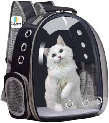 Zoivane Cat Travel Bag | Ventilation Holes & Breathable Mesh | Transparent Black Backpack Pet Carrier