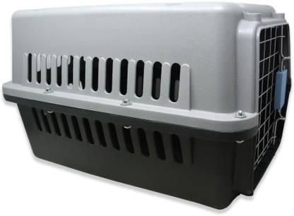 Plushmate Heavy Duty Plastic Handle Portable Pet Travel Carrier Cage & Kennel House Grey, Blackish Green Basket Pet Carrier