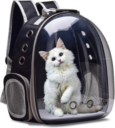 Berq Portable Astronaut Space Capsule Transparent Breathable Pet Bag for Travel Black Backpack Pet Carrier