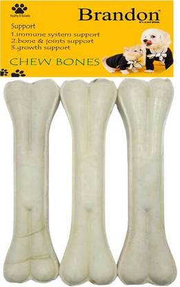 BRANDON 10 Inch 3 Pcs White Digestible Rawhide Pressed Bone Dog Chew For Dogs Dog Chew