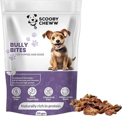 Scooby Cheww Scooby Cheww- 2 Bully Bites Dog Treats Bull Pizzle Sticks for All Dogs Mutton Dog Chew