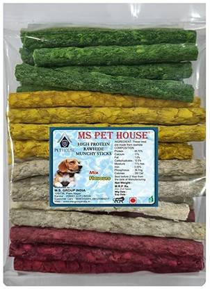 MS PET HOUSE Munchy Sticks Mix Flavors ( Chicken, Mint, Mutton and Natural ) 1 kg. Chicken, Mutton, Mint, Rice Dog Chew