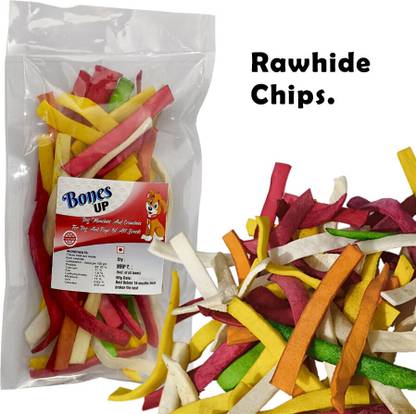 Bones UP Multi-Flavor Rawhide Pet Dog Chews Chips Treat Snacks for puppy (200g) Chicken, Mutton, Milk Dog Chew