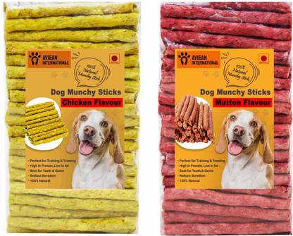 Aviean International Dog All Flavour 1kg Mix - Chew Sticks Crunchy Pack Egg, Chicken, Mutton Dog Chew