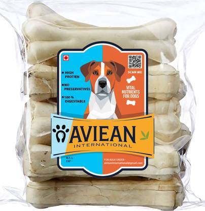 Aviean International Calcium Pressed Rawhide Bone 6 Piece, Bone Size 6 Inch Milk Dog & Cat Chew