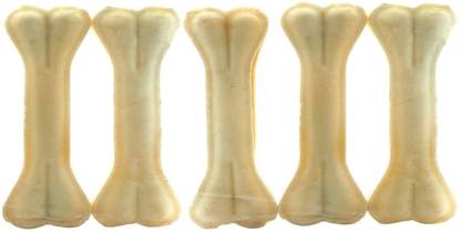 Petfun 4 Inches Rawhide Pressed Flavor Dog Calcium Treat Bones for Puppy Chicken Dog Chew