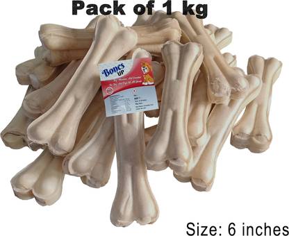 Bones UP Dog Chew Bones 6 inch - 1 Kg Pack , Bones for Dogs to Chew, Dog Bone Chicken Dog Chew