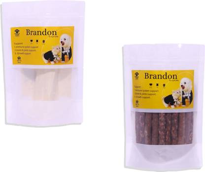 BRANDON 6 Inch Real Bone 1 PCS & Munchy Stick Chocolate Flavor Combo Dog Chew