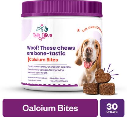 TailsAlive Calcium Soft Chews Supplements for Dogs |For Strong Teeth & Bones |30 Soft Chews Chicken Dog Chew