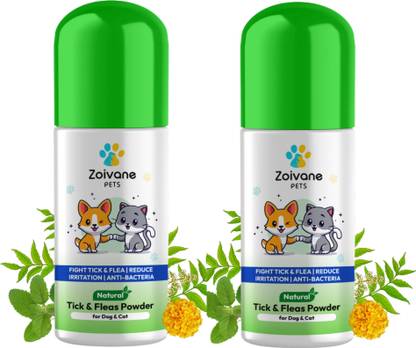Zoivane Tick and flea Powder for Dog & Cat, Pet Powder, Anti-itching - Pack of 2 - 300 ml Pet Coat Cleanser