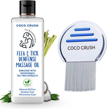 COCO CRUSH Flea & Tick Remover Oil & Comb for Pets | Cold-Pressed & 100% Natural | 100 ml Pet Coat Cleanser